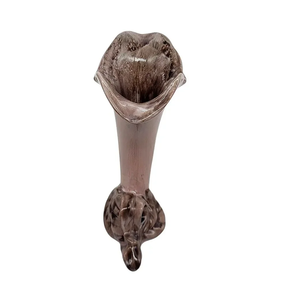 Vtg Beautiful Stangl Terra Rose Lily Horn Vase Mauve Brown #3612 Cornucopia 8.5